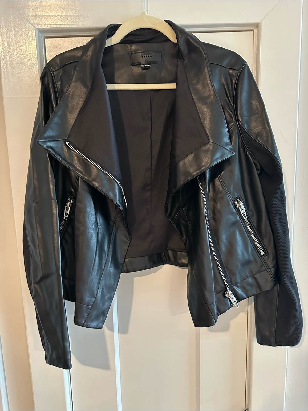 Blank NYC Black Faux Leather Asymmetrical Moto Jacket